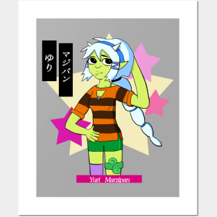 Yuri Marzipan the Oni - Cute Preppy (lime and pale blue) Posters and Art